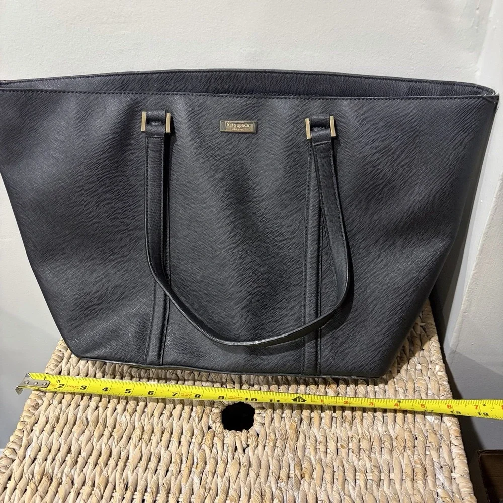 Kate Spade New York Black Leather Tote Bag Purse‎ Large Cow Leather Classic